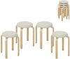 HOMCOM Hocker Stapelhocker Rückenlehnenlose Stapelstühle mit gepolsterter Sitzfläche (Runde Küchenhocker für Esszimmer, Wohnzimmer, 4 St, 40 x 40 x 45 cm), Cremeweiß Bild 2