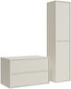 Badezimmermöbel Waschbeckenunterschrank Mali 80 cm – Cashmere – Badezimmermöbel mit Hochschrank Bild 1
