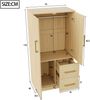 Merax Kleiderschrank Kinderkleiderschrank, Einzelkleiderschrank, Doppeltür-Design mit Schubladen und Staufächern, Holzfarbe Bild 4