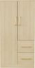 Merax Kleiderschrank Kinderkleiderschrank, Einzelkleiderschrank, Doppeltür-Design mit Schubladen und Staufächern, Holzfarbe Bild 5