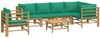 vidaXL 7-tlg. Garten-Lounge-Set mit Grünen Kissen Bambus 3155173 Bild 3