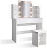 SONNI Schminktisch Schminktisch mit LED-Beleuchtung/ohne LED, weiß, Frisiertisch, weiß, Frisiertisch mit Spiegel 1080x400x1400mm Bild 5
