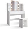 SONNI Schminktisch Schminktisch mit LED-Beleuchtung/ohne LED, weiß, Frisiertisch, weiß, Frisiertisch mit Spiegel 1080x400x1400mm Bild 4