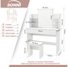 SONNI Schminktisch Schminktisch mit LED-Beleuchtung/ohne LED, weiß, Frisiertisch, weiß, Frisiertisch mit Spiegel 1080x400x1400mm Bild 3