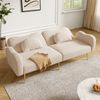 Sofa Zweisitzer 175x79x82 cm, Beige+Natural, 3‑Stufen-Verstellung mit Schlaffunktion, Lammwolloptik Bild 2