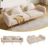 Sofa Zweisitzer 175x79x82 cm, Beige+Natural, 3‑Stufen-Verstellung mit Schlaffunktion, Lammwolloptik Bild 3