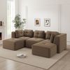 Ecksofa aus Cord, modular mit tiefer Sitzfläche, 297 x 177 x 69 cm, Braun Bild 3
