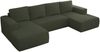 U-förmiges Ecksofa mit Schlaffunktion, Bettkasten und losen Kissen, zwei Armlehnen - TRENTINO U - Grün Boucle Bild 5