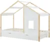 Vente-unique - RINELYA Bett Holz, Platte Weiß - B 97 cm x H 159 cm x L 196 cm Bild 2