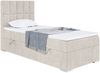 MEBLINI Boxspringbett LUKAS 100x200 cm mit Bettkasten - H3/Beige Samt Gepolstert Einzelbett mit Topper & Taschenfederkern-Matratze - 100x200 Links Bild 1