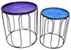 2x Beistelltisch "Blue" aus Metall, schwarz mit Tablett in blau, Tabletttisch 40 + 46 cm hoch, Tisch mit Serviertablett Bild 2