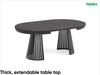 MEBLINI Esstisch Rund Ausziehbar aus Metall - 120-196x76 cm - CONEY - Schwarz Marmor/Schwarz Matt - Loft - Esszimmertisch Modern - Küchentisch - Ausziehtisch - Round Dining Table Bild 2