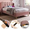 Polsterbett Einzelbett, mit USB Typ C Ladefunktion, Bettgestell mit Lattenrost, Gepolstertes Bett in Rosa, Bettrahmen Jugendbett für Schlafzimmer Gästezimmer (Mit Matratze), Samt, Rosa, 90 x 200 cm Bild 3