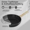 HOMELUX Topf-Set Schwarz Induktions Töpfe Set mit Antihaftbeschichtung, Holzmaserung, Aluminium (Kochtopf 16/24 cm, Bratpfanne 24/28/28 cm + 3-tlg. Küchenhelfer-Set, 12-tlg, Topfset/Pfannensets), Induktion Bild 3