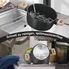 HOMELUX Topf-Set Schwarz Induktions Töpfe Set mit Antihaftbeschichtung, Holzmaserung, Aluminium (Kochtopf 16/24 cm, Bratpfanne 24/28/28 cm + 3-tlg. Küchenhelfer-Set, 12-tlg, Topfset/Pfannensets), Induktion Bild 4