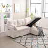 Schlafsofa, Cord mit Stauraum & ausziehbarer Liegefläche, 206x108x66-88 cm, Beige Bild 2
