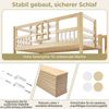 Merax Etagenbett 90x200 cm+140x200cm, Kinderbett, Jugendbett, mit Fenster, Sicherheitsgeländer, Treppe mit Stauraum, Hydraulik Bettkasten, Familienbett, EN747(ohne Matratze), Weiß&Naturholz Bild 5