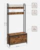 Vasagle Garderobenständer mit Schuhschrank, Garderobe mit Sitzbank, Kleiderständer, Schuhkipper, 9 Haken, obere Ablage, für Flur, Schlafzimmer, Industrie-Design, vintagebraun-schwarz von Songmics HSR405B01 Bild 5