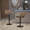Flieks Rattan-Barhocker 2er Set mit graues Kissen & Fußstütze, Outdoor Barhocker, verstellbar für Küche, Esszimmer & Außenbereich, Braun Bild 2