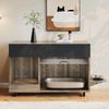 Merax Bewegbarer Katzenkloschrank (Katzentoilettenschrank) – mit Katzenfuttertellern, Sandauffangschale, Lochplatte mit Hakenlöchern, ohne Katzenklo, Eichenholzfarbe Bild 5