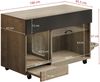 Merax Bewegbarer Katzenkloschrank (Katzentoilettenschrank) – mit Katzenfuttertellern, Sandauffangschale, Lochplatte mit Hakenlöchern, ohne Katzenklo, Eichenholzfarbe Bild 4