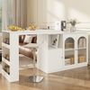 Sideboard Esszimmerschrank Weiß mit 360°-Drehfunktion, Aufbewahrungsschrank mit Regalen, Schubladen und Changhong-Glas Türen, 97cmx120cmx40cm Bild 2