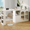 Sideboard Esszimmerschrank Weiß mit 360°-Drehfunktion, Aufbewahrungsschrank mit Regalen, Schubladen und Changhong-Glas Türen, 97cmx120cmx40cm Bild 4