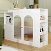 Sideboard Esszimmerschrank Weiß mit 360°-Drehfunktion, Aufbewahrungsschrank mit Regalen, Schubladen und Changhong-Glas Türen, 97cmx120cmx40cm Bild 5