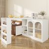 Sideboard Esszimmerschrank Weiß mit 360°-Drehfunktion, Aufbewahrungsschrank mit Regalen, Schubladen und Changhong-Glas Türen, 97cmx120cmx40cm Bild 3