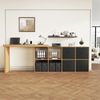 Drehbarer L-förmiger Schreibtisch mit 360° Tischplatte, MDF-Holz, 4 cm starke Platte und Beine, Sideboard mit 8 Fächern Bild 2