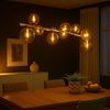 LED Hängeleuchte, Glaskugel, 9-Flammig, amberfarben, golden Bild 3