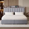 Polsterbett 160x200 cm mit 4 Schubladen und USB-Kopfteil – Leinenstoff Grau Bild 4