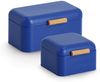 ZELLER 25415 Brotkasten, Metall/Bambus, blau, ca. 20 x 20,5 x 13,5 cm Bild 3