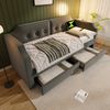 Schlafsofa Grau mit USB Type-C, Leselampe und 2 Schubladen, Samtbezug, 90x200 cm Bild 2