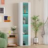 40 x 29 x 170 cm, multifunktionale Vitrine, Glastrennwand, LED-Farbwechsellicht, App-Einstellung, Acrylplatte, schlichtes Design, weiß Bild 3