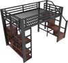 Hochbett 140×200 cm aus Metall und MDF mit LED-Beleuchtung und Stauraum, schwarz Bild 5