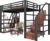 Hochbett 140×200 cm aus Metall und MDF mit LED-Beleuchtung und Stauraum, schwarz Bild 4