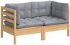 vidaXL 2-Sitzer-Gartensofa mit Grauen Kissen Massivholz Kiefer 3096009 Bild 3
