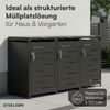 STEELSØN 'Diorus' Mülltonnenbox 3er je 120 Liter, graphitschwarz, Mülltonnenverkleidung aus Stahl mit Sichtstreifen, wetterfest, 102x62x177,5 cm, abschließbare Müllbox für 3 Tonnen Bild 2
