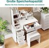 Dripex Schminktisch mit Hocker Kosmetiktisch mit Schubladen B87 x T40 x H144 cm weiß Bild 2