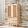 Sideboard, 60x40x120 cm, Sideboard in Eichenoptik mit Rattantüren & 2 Schubladen Bild 2