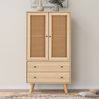 Sideboard, 60x40x120 cm, Sideboard in Eichenoptik mit Rattantüren & 2 Schubladen Bild 3