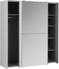 Forte KAIKAIS weißer Kleiderschrank 170, moderner Schwebetürenschrank mit Spiegelfront, 2-türig, Schlafzimmer, Holzwerkstoff, Weiß Hochglanz, 170,3 cm breit x 190,5 cm hoch x 61,2 cm tief Bild 4
