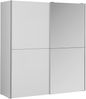 Forte KAIKAIS weißer Kleiderschrank 170, moderner Schwebetürenschrank mit Spiegelfront, 2-türig, Schlafzimmer, Holzwerkstoff, Weiß Hochglanz, 170,3 cm breit x 190,5 cm hoch x 61,2 cm tief Bild 2
