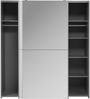 Forte KAIKAIS weißer Kleiderschrank 170, moderner Schwebetürenschrank mit Spiegelfront, 2-türig, Schlafzimmer, Holzwerkstoff, Weiß Hochglanz, 170,3 cm breit x 190,5 cm hoch x 61,2 cm tief Bild 3