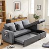 Merax Schlafsofa mit Schlaffunktion, L-förmiges Sofa, moderne Design-Polstermöbel, Sofa-Chaiselongue mit Stauraum, mit Taschenbecherhalter, Wohnzimmer-Schlafsofa, links und rechts austauschbare Chaiselongue, Dunkelgrau Bild 2