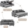Merax Schlafsofa mit Schlaffunktion, L-förmiges Sofa, moderne Design-Polstermöbel, Sofa-Chaiselongue mit Stauraum, mit Taschenbecherhalter, Wohnzimmer-Schlafsofa, links und rechts austauschbare Chaiselongue, Dunkelgrau Bild 3