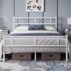 Yaheetech Metallbett 140x200 cm Minimalistischer Bettrahmen mit Kopfteil Gästebett mit Lattenrost für Schlafzimmer Gästezimmer 32cm Höhe unter dem Bett Weiß Bild 5