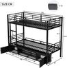 Etagenbett 90x200 cm aus Metall mit 4-seitigem Rausfallschutz, Treppe und integriertem Schuhregal in Schwarz Bild 5