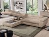Ecksofa, L-form mit Schlaffunktion, verstellbaren Kopfstützen, Bettkasten - PEDRO - Beige Plüsch - Topper T25 - links Bild 4